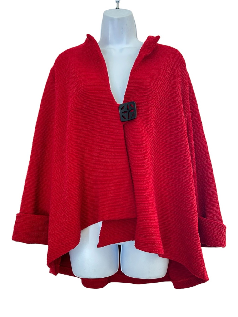 IC Collection by Connie K Textured Swing Jacket Size XL Red Lagenlook Artsy